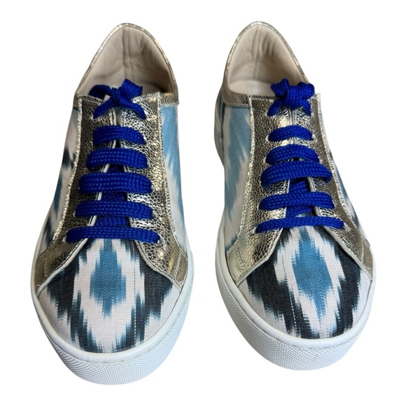 Baldiz Ikat Abstract Print Gold Metallic Sneakers Size 38 (US 8) - Picture 2 of 13